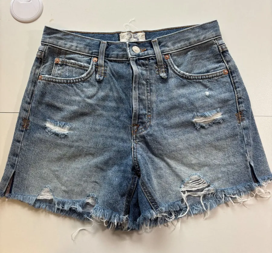 We The Free Urban Outfitters Denim Shorts Distressed Raw Hem Womens