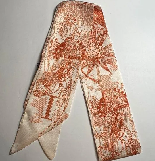 Initial / Letter I Thin Purse Scarf / Hairband / Scarf