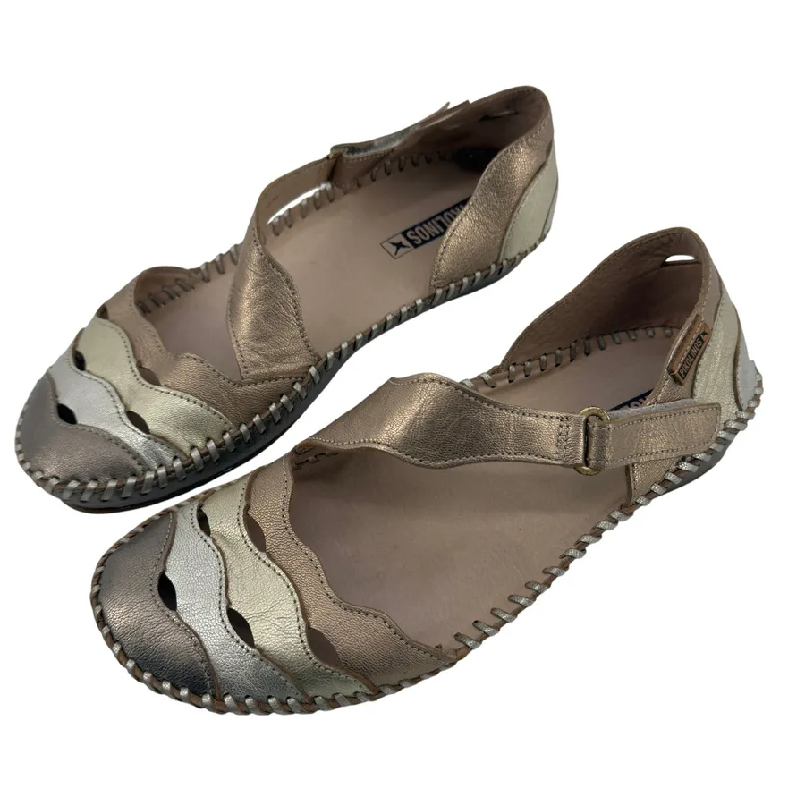 Pikolinos Puerto Vallarta Mary Jane Sandals Gold Metallic Women EU 37/US 6.5