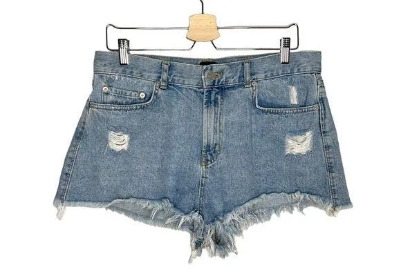High Rise Cheeky Cut Off Distressed Denim Jean Shorts