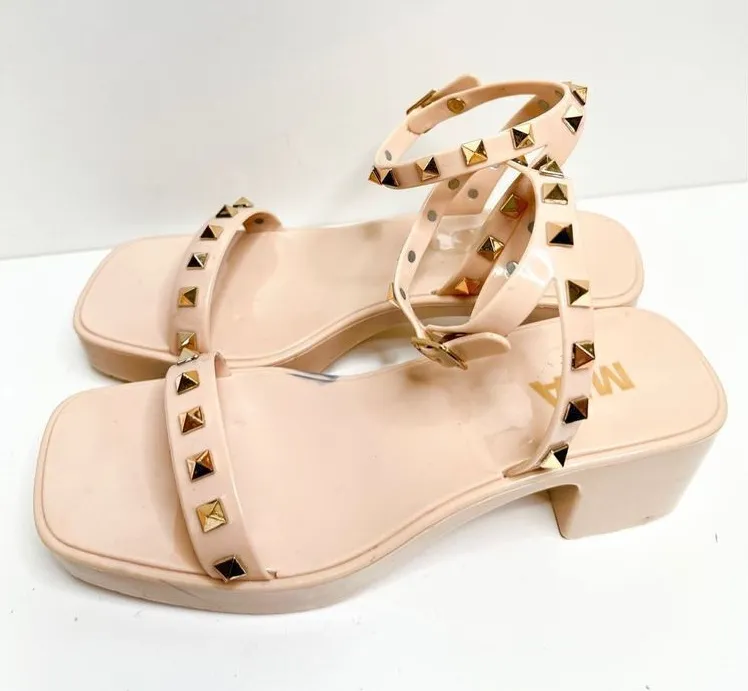 MIA Sandals Womens Size 6 Pink Studded Chunky Heel Y2K
