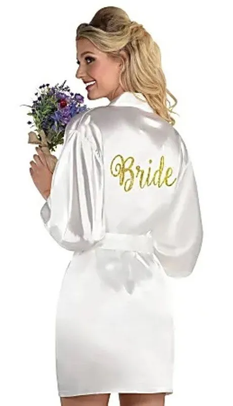 Amscan Bride's Robe, One Size, White new in package gift getting ready wedding Size undefined
