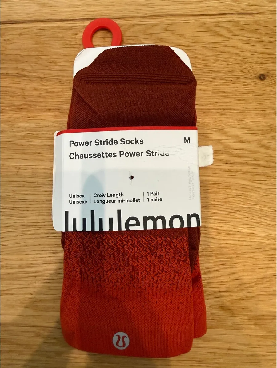 Lululemon Red Power Stride Socks Size Medium NWT