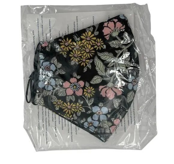 TORY BURCH Face Mask Black Floral Print NWT Adjustable Straps Washable Reusable