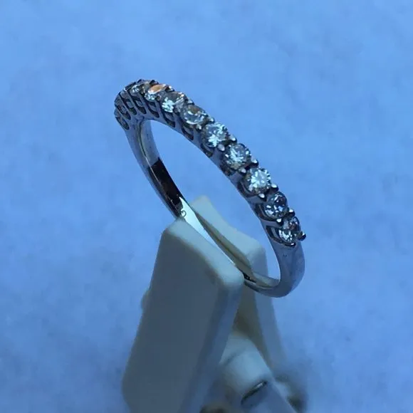 Sterling Silver Ring With Row of 12 Cubic Zirconia Accents, Size 7
