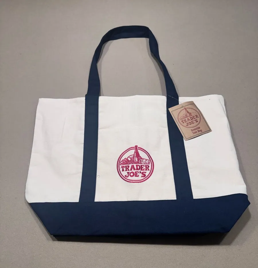 Trader Joe's large reusable cotton canvas tote bag White