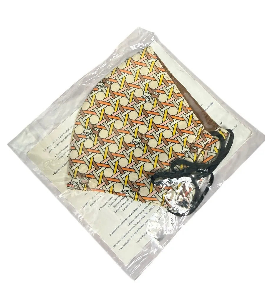 Tory Burch Geometric Print 2 Layer Adjustable Fashion Face Mask