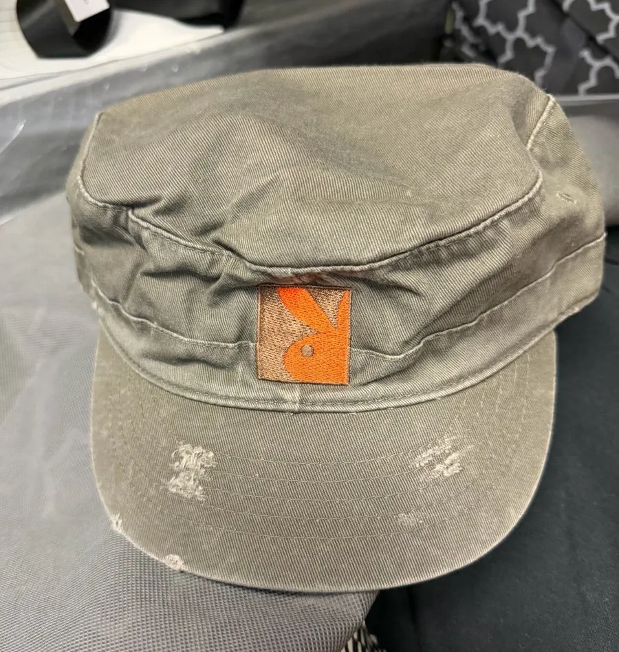 PLAYBOY Olive Green Military Cap with Orange Logo