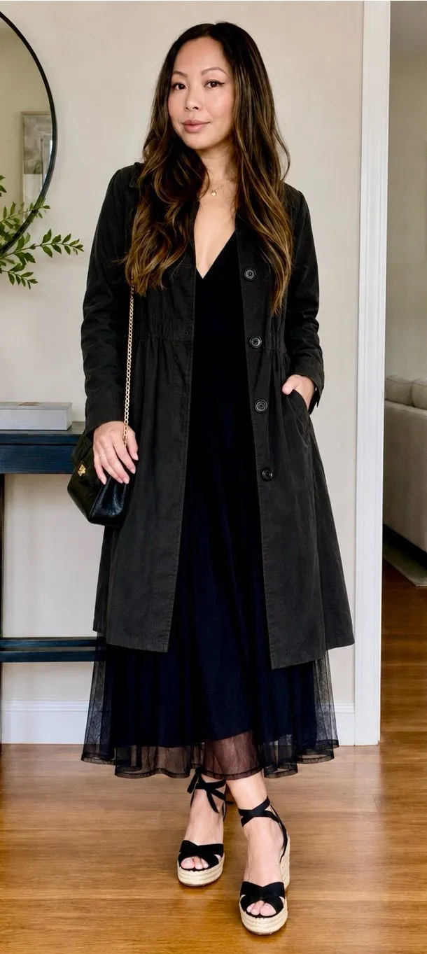 Kenneth Cole Reaction Black Trench Coat