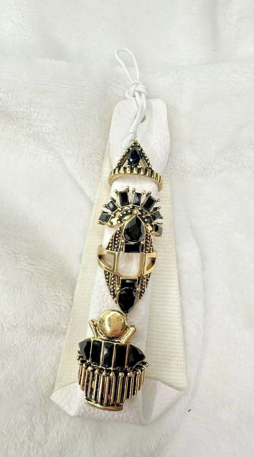 NEW Free People Rhapsody Ring Set Egyptian Revival Statement Gold Black Jewelry
