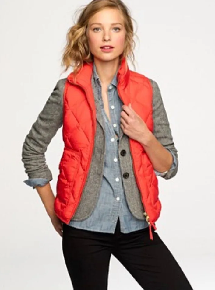 J.Crew Vibrant Red Quilted Puffer Vest – Size Small