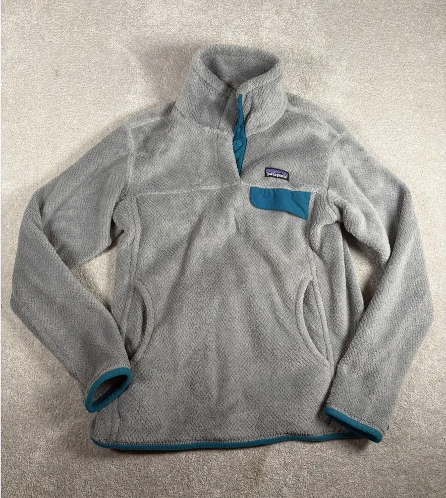 Patagonia Women's Re-Tool Snap-T Pullover Gray and Teal Size Medium