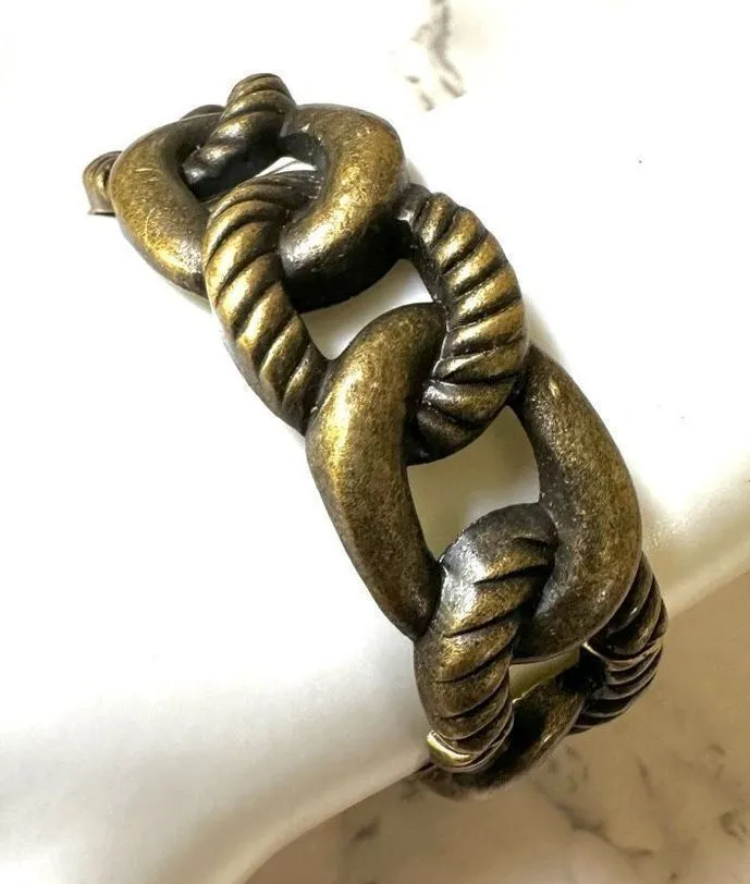 Bronze tone hinged bangle bracelet