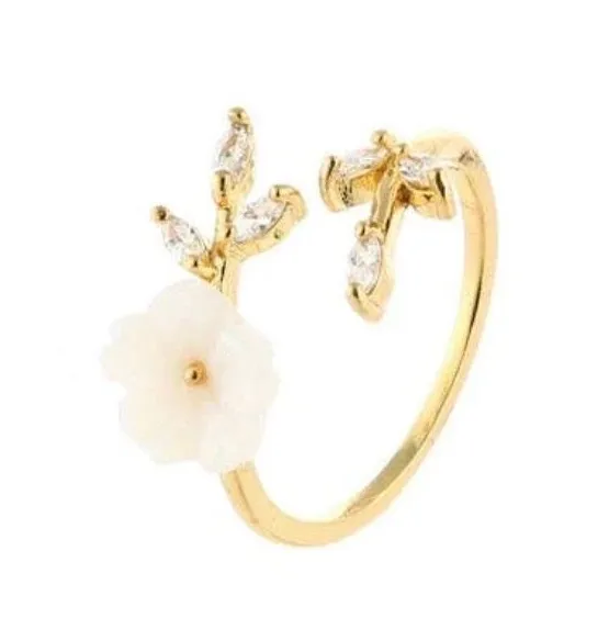 Seashell Flower Bypass Stacking Ring