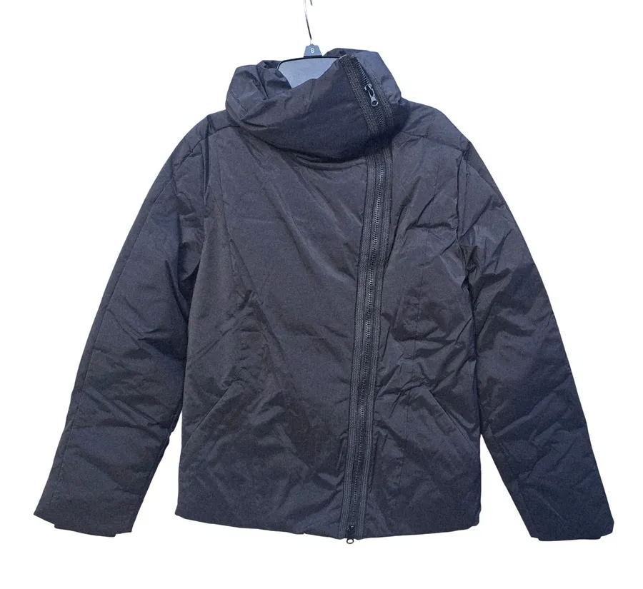 WHITESKY NWT Women's Black Puffer Jacket with Asymmetrical Zip Duck Down XXS