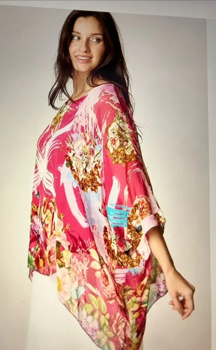 West Loop Bright Pink Floral cover up