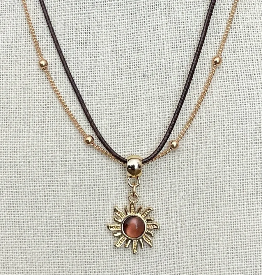 Mocha Sunrise Layered Necklace Gold