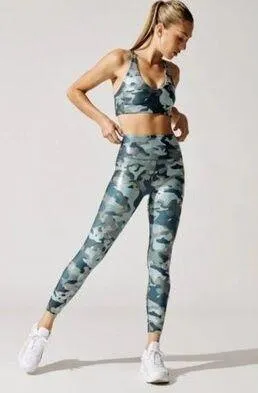 💕CARBON38💕 Metallic Camo Set - Cross Back Bra + 7/8 Legging Small S NWT