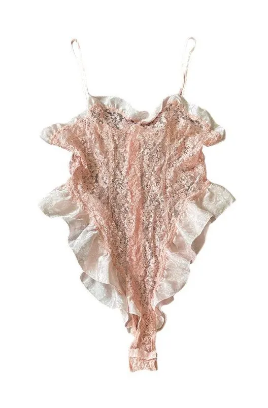 Victoria’s Secret Gold Label Teddy/Bodysuit Pink Size M Vintage 90’s Romantic