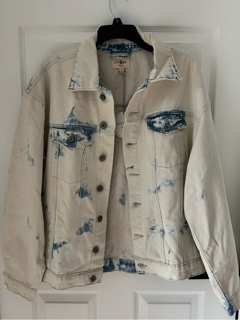 Umgee NWT Denim Jean Jacket Acid Wash White Blue