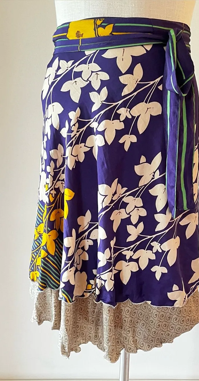 NWT Women’s Versatile Floral Wrap Skirt Dress Blue
