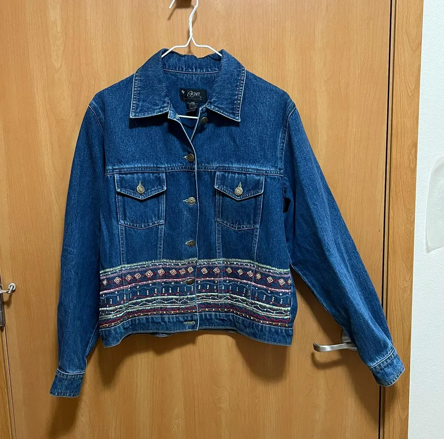 Embroidered Denim Jacket Blue Size M