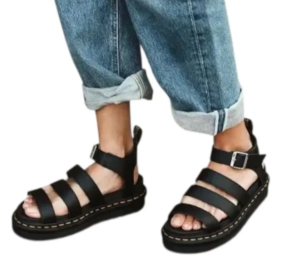 Dr. Martens Blaire Platform Sandal Women's Black Size 9 US Black Strappy Classic