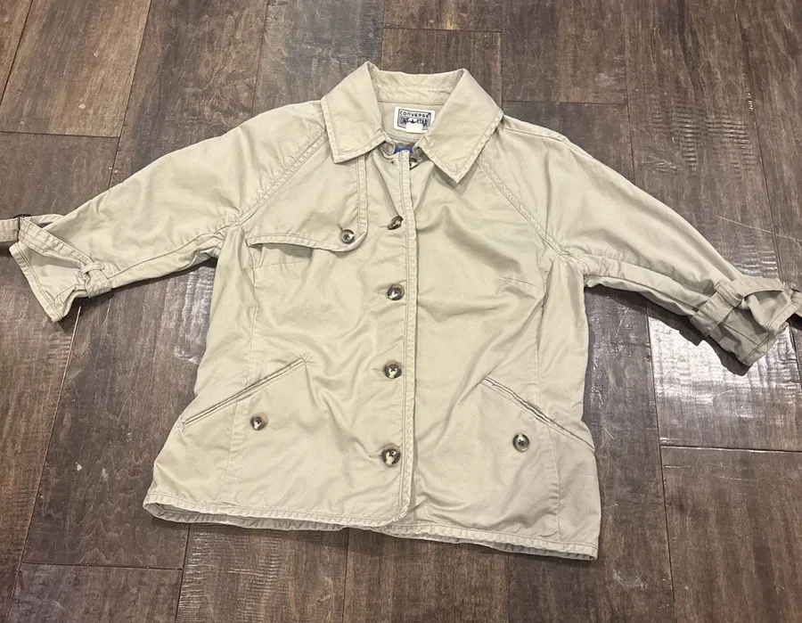 Converse One Star Junior Large 100% Cotton Cute Khaki Jacket~Button Up~Pockets