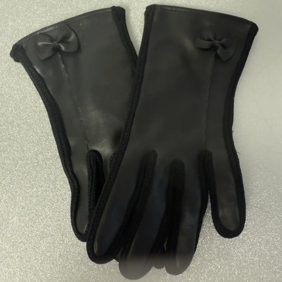 Lady Faux Leather Gloves Black