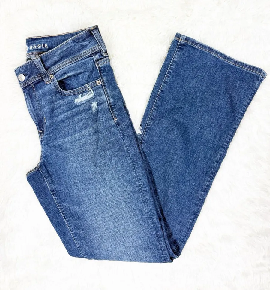 American Eagle Kick Boot Jeans Size 8 Regular Mid Rise Next Level Stretch