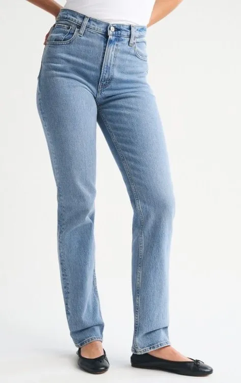 Abercrombie & Fitch 90s Straight Jeans Womens Size 28 Light Wash High Rise Denim