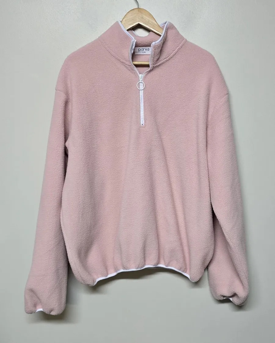 Parke Womens Pink Quater Zip Boat Fleece Sz L/XL Oversized