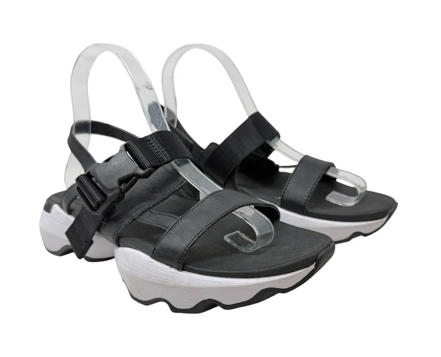 Sorel Kinetic Impact Slingback Platform Sport Sandals Black White Size 8