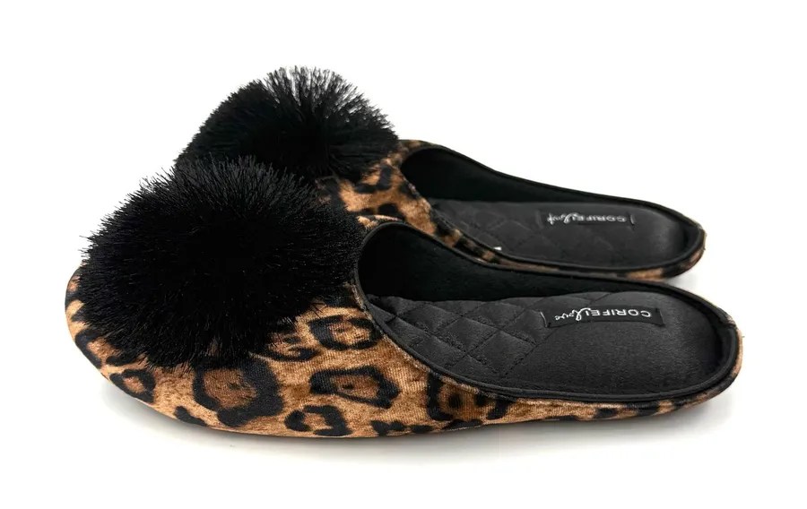 Animal Print Slipper Leopard Flip Flops Slip On Shoes Flat Home Velvet Slides Multiple Size 6.5