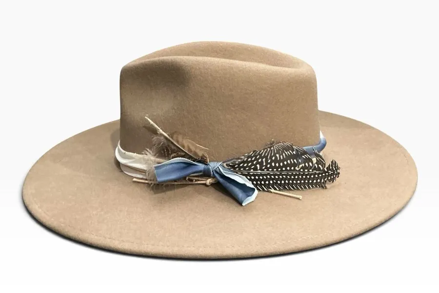 NWT Wyeth Amelia Feather Trim Rancher Hat 100% Wool Anthropologie