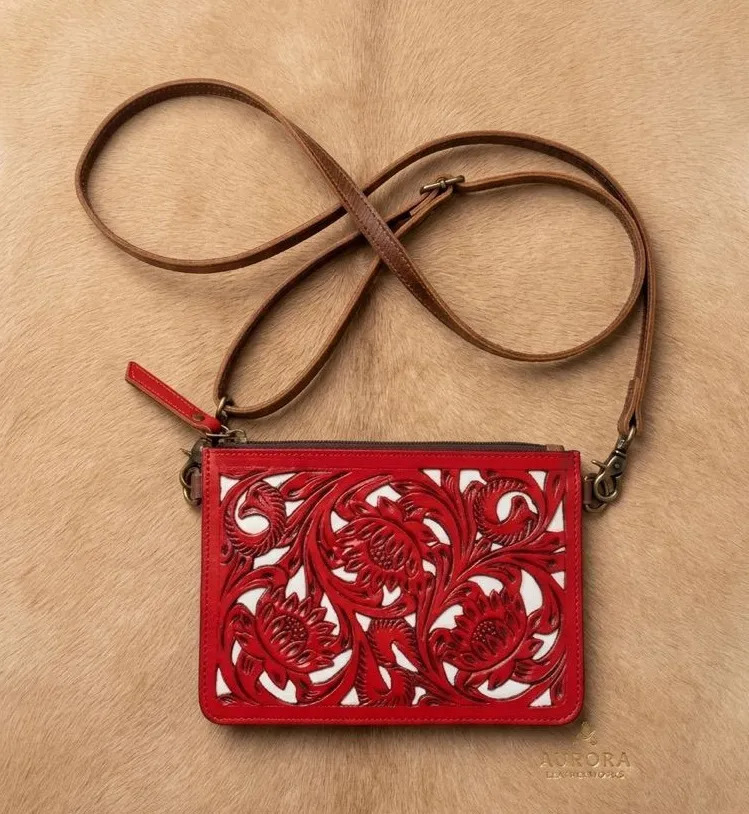 NEW Western Tooled Leather Crossbody Bag