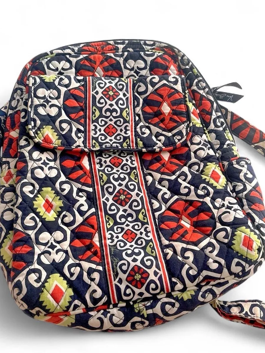 Vera Bradley Quilted Double Zip Backpack — Retired Sun Valley Pattern (Like New)