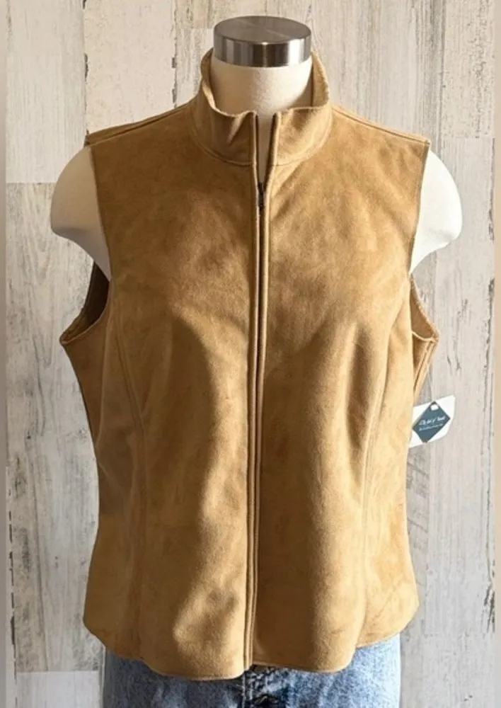 Vintage Honey Faux Suede Vest Buckskin Style – Large NWT