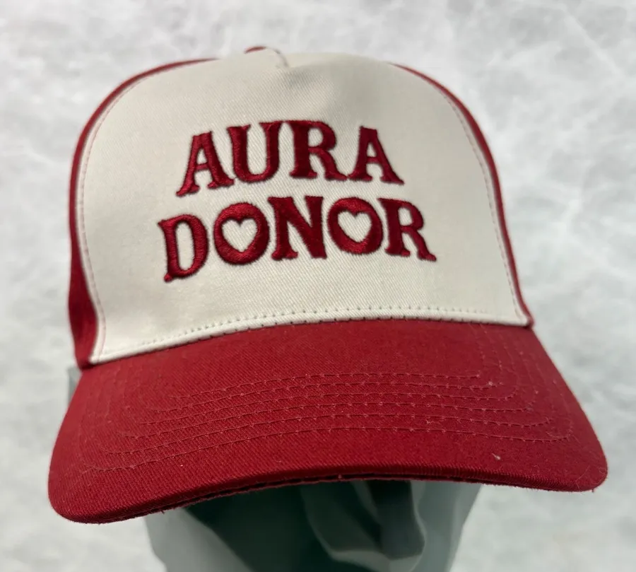 Mayfair Group x Orebella Aura Donor Trucker Hat Red Cream Embroidered NWT OS