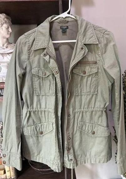 J. Crew Factory Ripstop Utility Jacket Green Womens Size XS