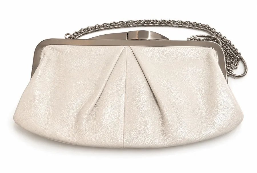 HOBO International Pearl Metallic Leather Frame Clutch Chain Shoulder Bag