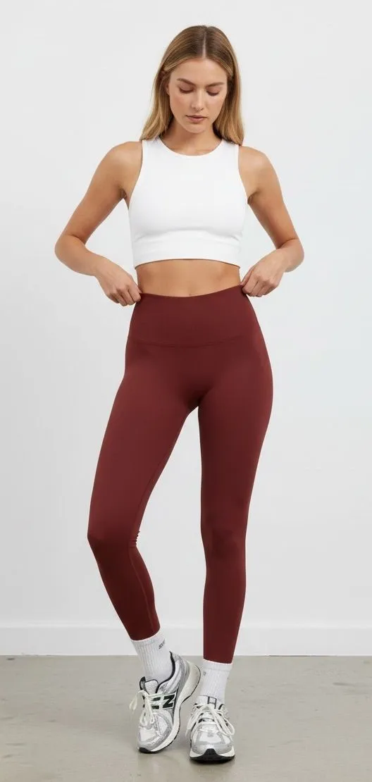 Set Active Maroon Sport body Leggings Size M