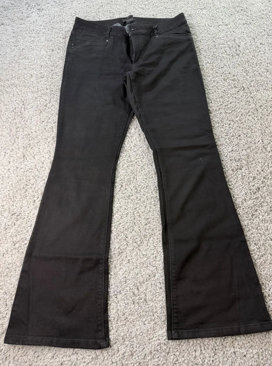 White House Black Market Skinny Flare Jeans Black Mid Rise Size 12R