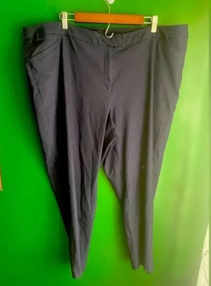 Lane Bryant Trousers Navy Silver Pinstripe Size 26 EUC! dress pants