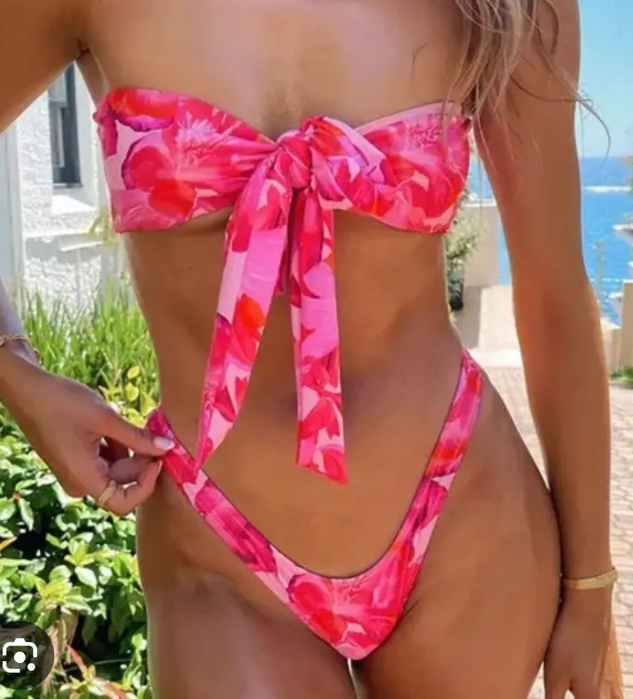 White Fox Pink Bikini Set