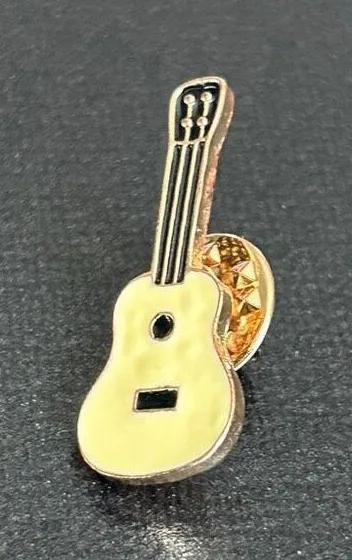 Vintage Style Guitar Enamel Pin Gold Tone Music Lover Brooch Cute Aesthetic