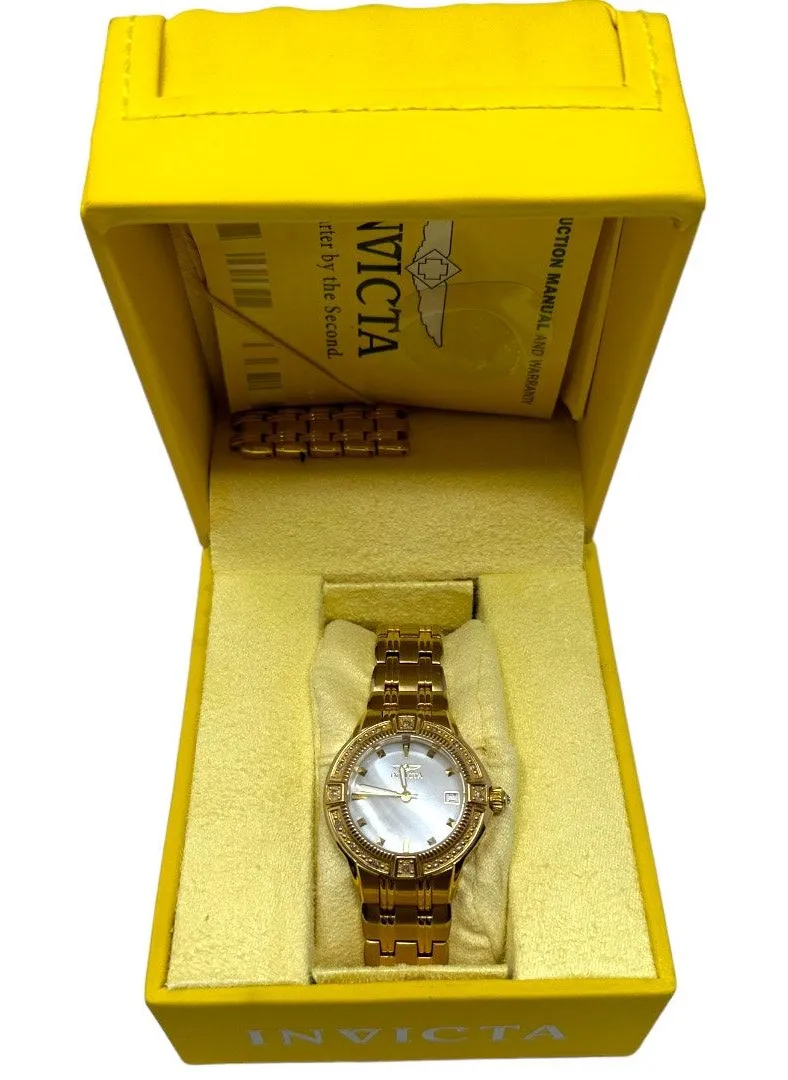 Invicta Angel Women’s Gold Tone Crystal Accent Watch Mother of Pearl Dial