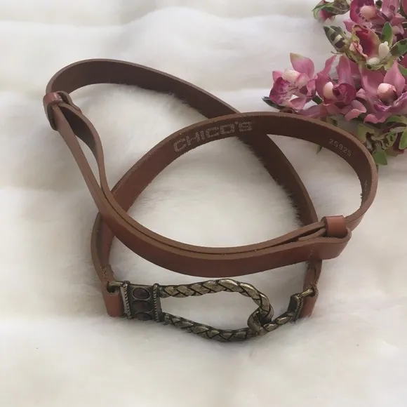 Chico’s Brown Italian Leather Belt M/L