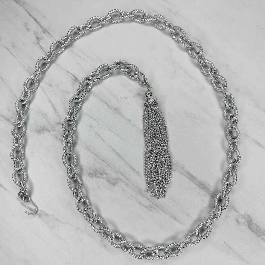 Tassel Charm Silver Tone Chain Link Belt Extra Small/Small (XS/S) ✨