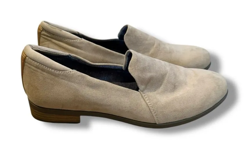 Dr. Scholl’s Suede Slip On Loafers Women’s Size 8 Beige Comfort Casual Shoes Tan